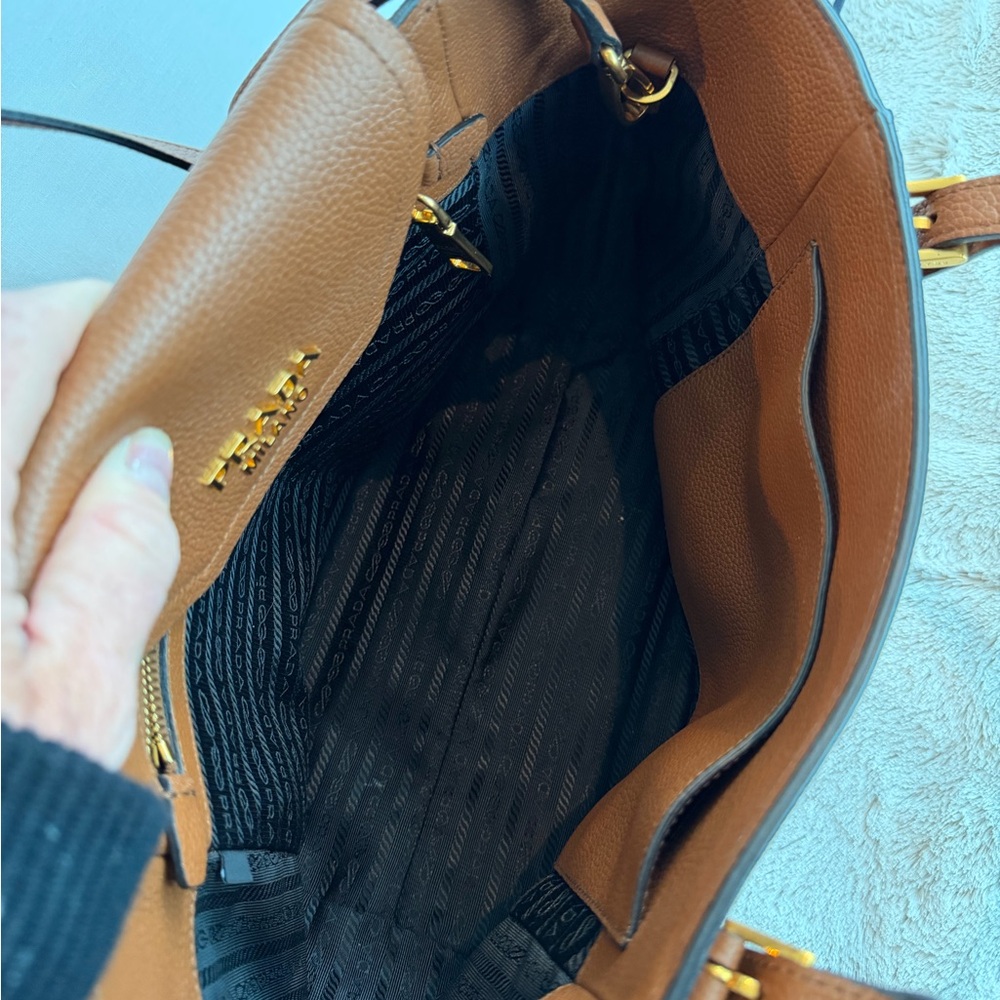 Authentic Prada Caramel Vitello Leather Satchel with Gold Hardware - Picture 9 of 9